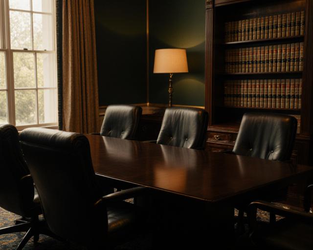 Sophisticated legal office interior with traditional and modern elements
